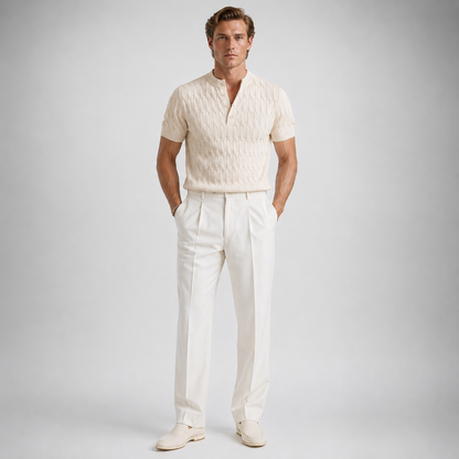 FINNIX Cable-Knit Henley Polo