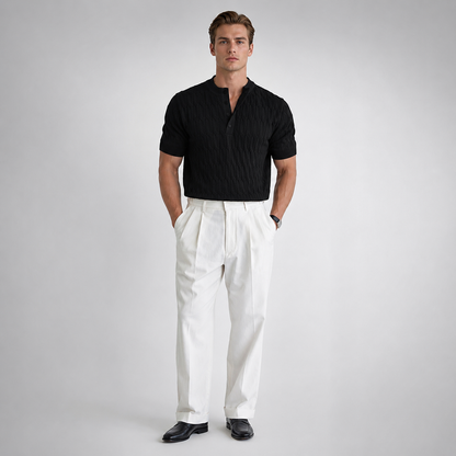 FINNIX Cable-Knit Henley Polo