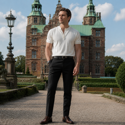 GAVIN Premium Pleated Henley Tee