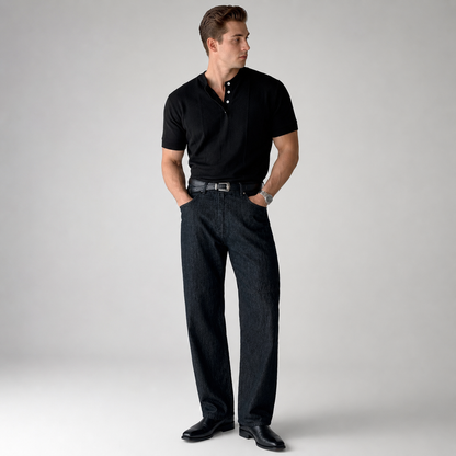 GAVIN Premium Pleated Henley Tee