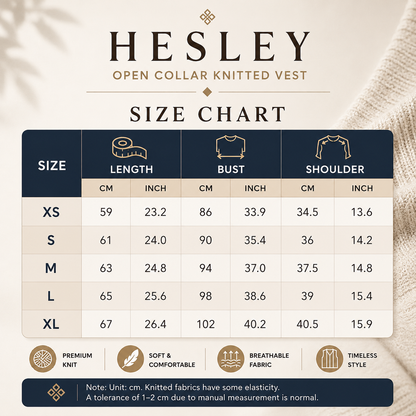 HESLEY Open Collar Knitted Vest