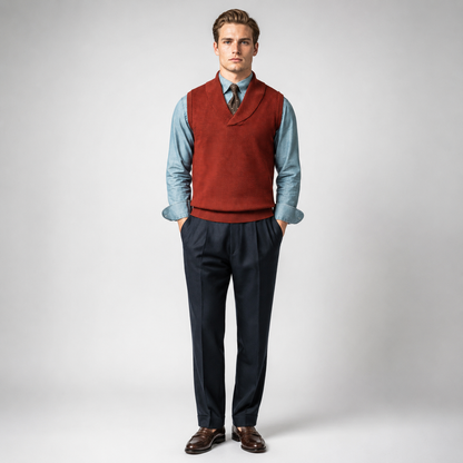 HESLEY Open Collar Knitted Vest