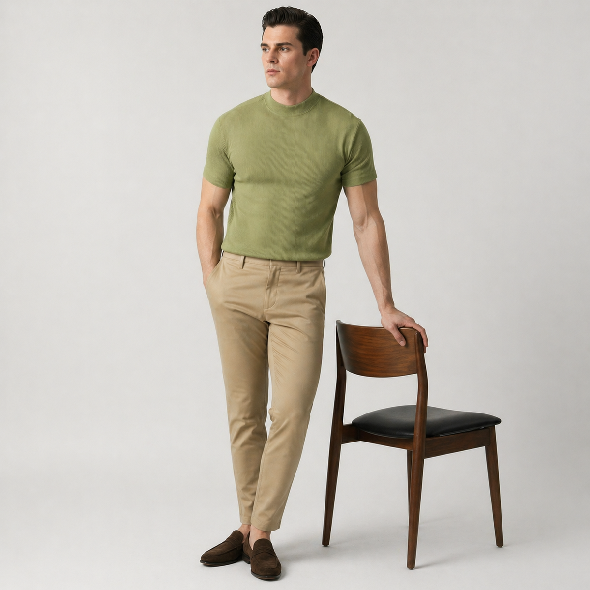 LEO Funnel Neck Essential Knit Tee