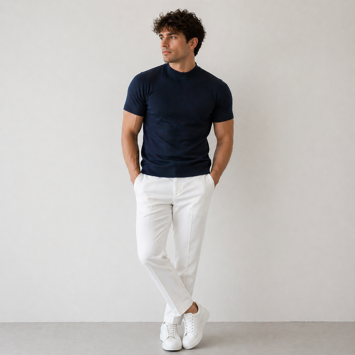 LEO Funnel Neck Essential Knit Tee
