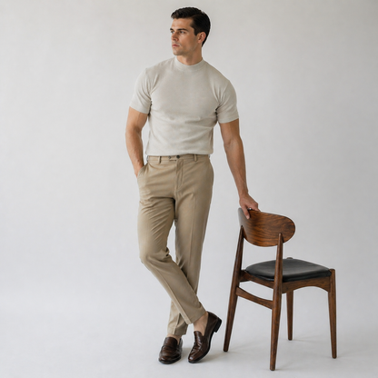 LEO Funnel Neck Essential Knit Tee