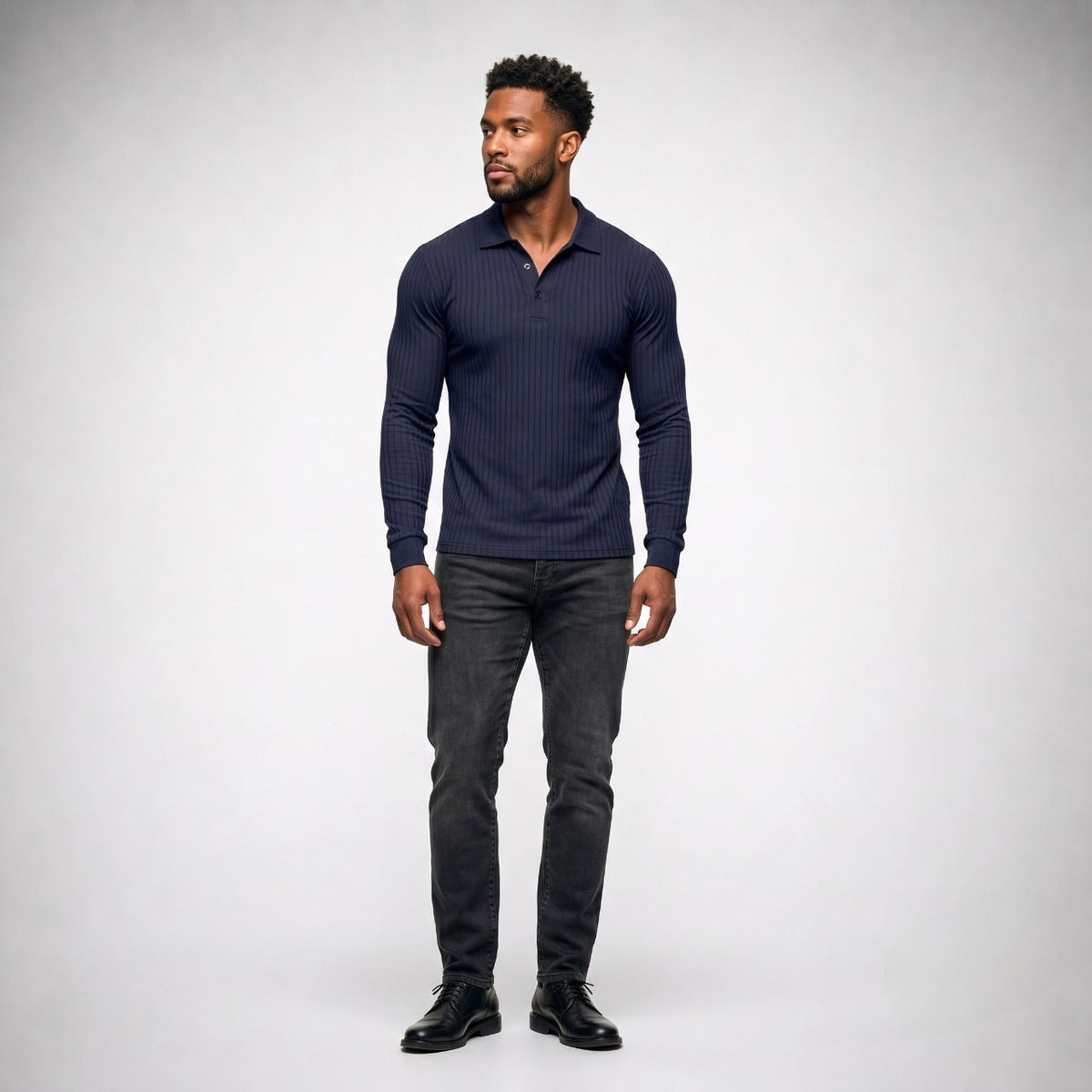 MILLER Long-Sleeve Ribbed Polo