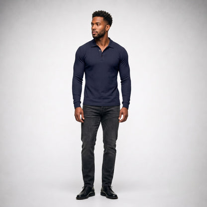 MILLER Long-Sleeve Ribbed Polo