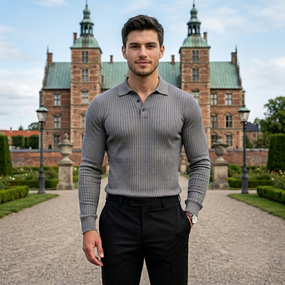 MILLER Long-Sleeve Ribbed Polo