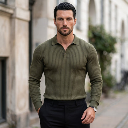 MILLER Long-Sleeve Ribbed Polo