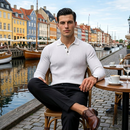 MILLER Long-Sleeve Ribbed Polo