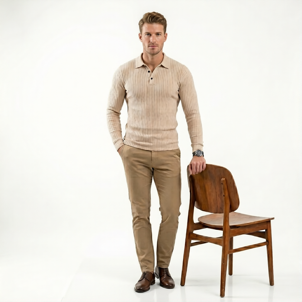 MILLER Long-Sleeve Ribbed Polo