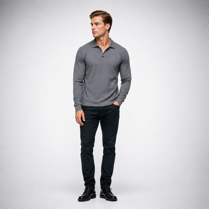 MILLER Long-Sleeve Ribbed Polo