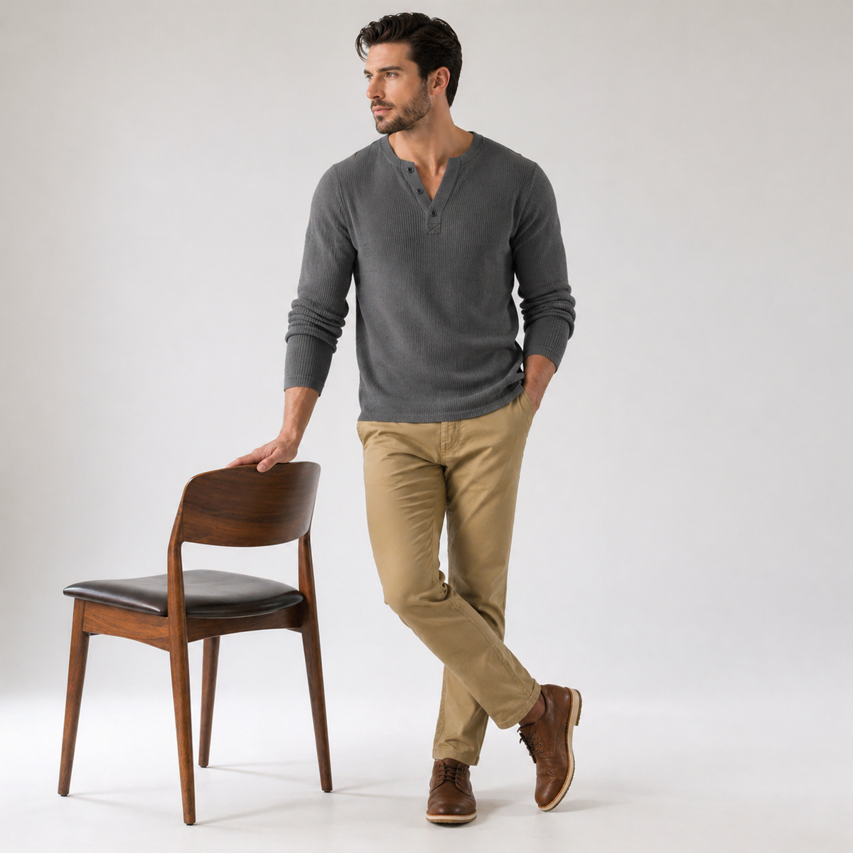 NICO Casual Spring Henley Neck Shirt