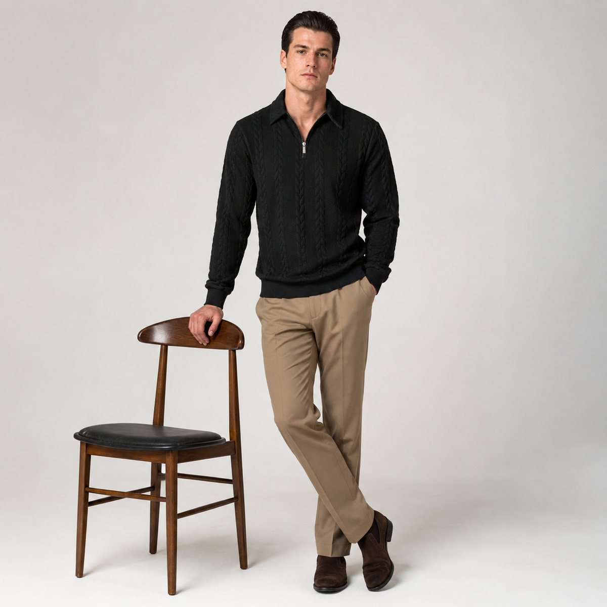 OLAV Premium Cable-Knit Quarter-Zip