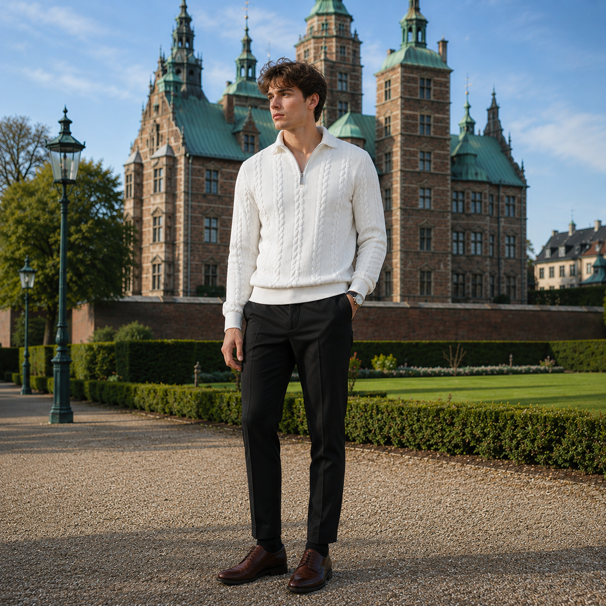 OLAV Premium Cable-Knit Quarter-Zip