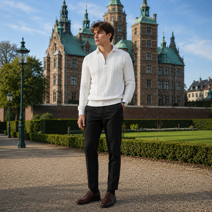 OLAV Premium Cable-Knit Quarter-Zip