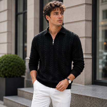 OLAV Premium Cable-Knit Quarter-Zip