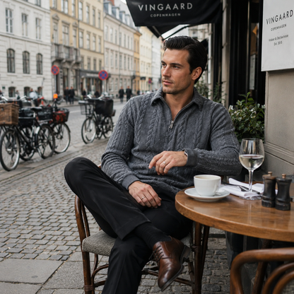 OLAV Premium Cable-Knit Quarter-Zip