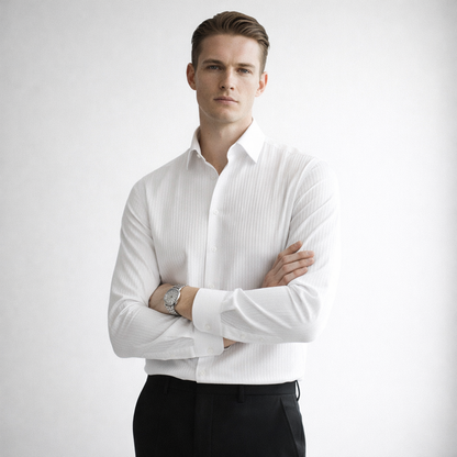 RENNEX Slim-Fit Striped Dress Shirt