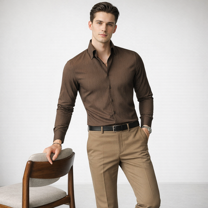 RENNEX Slim-Fit Striped Dress Shirt