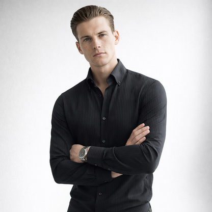 RENNEX Slim-Fit Striped Dress Shirt