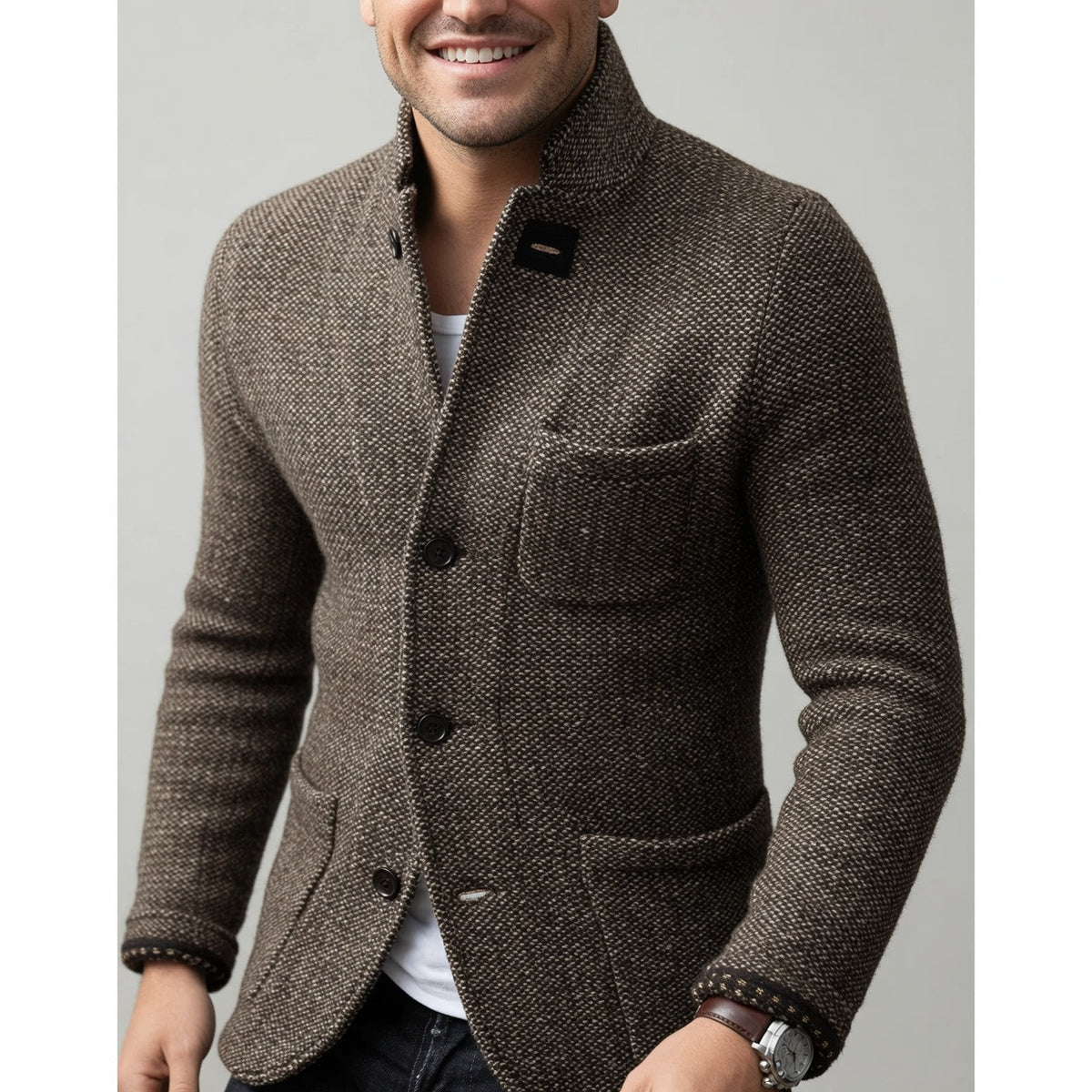 RILEY Single-Breaster Woolen Cardigan