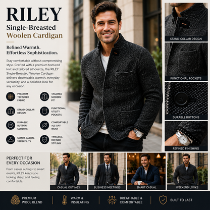 RILEY Single-Breaster Woolen Cardigan