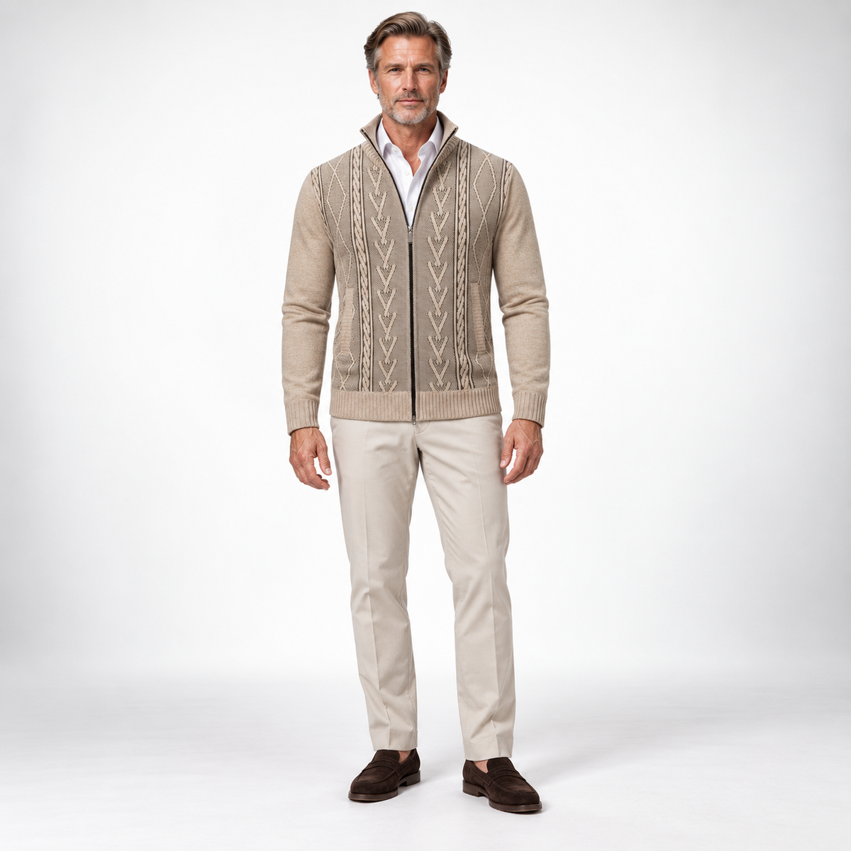 RONAL Cashmere Knitted Zipper Sweater