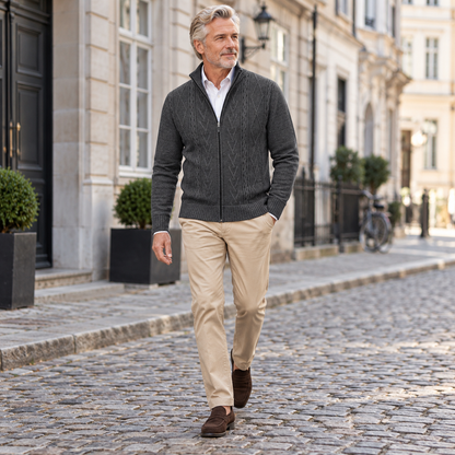RONAL Cashmere Knitted Zipper Sweater
