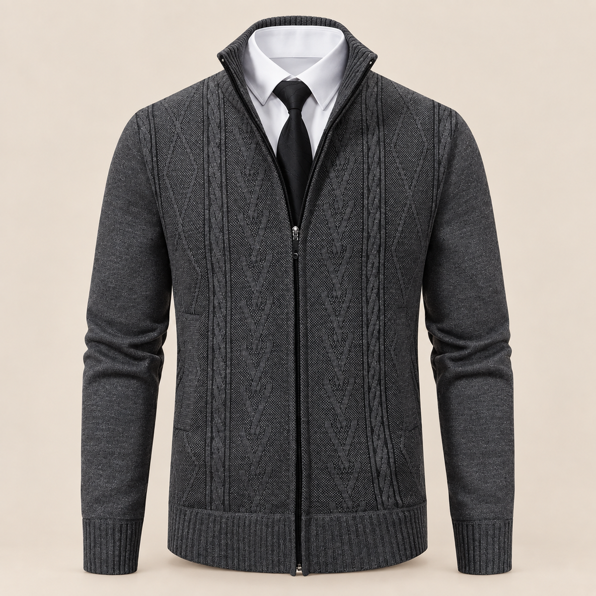 RONAL Cashmere Knitted Zipper Sweater