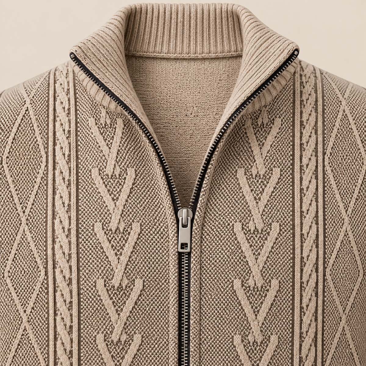 RONAL Cashmere Knitted Zipper Sweater