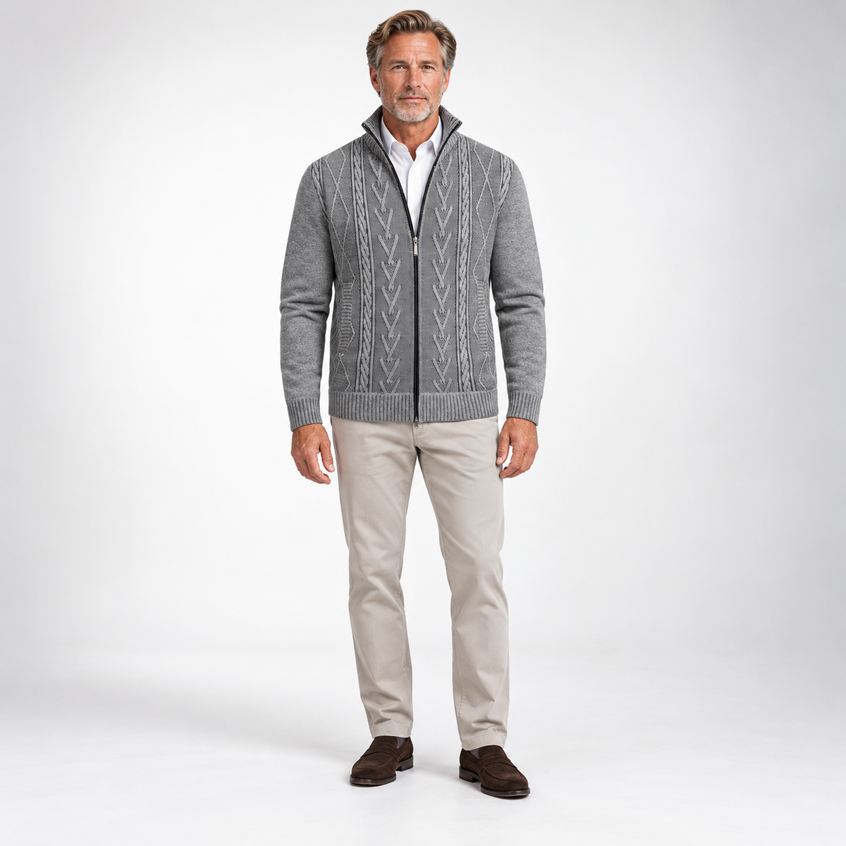RONAL Cashmere Knitted Zipper Sweater