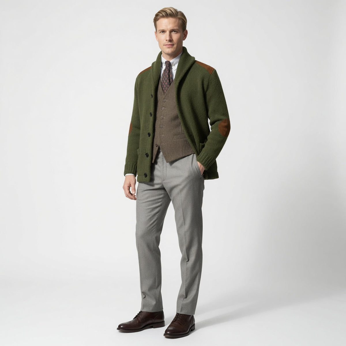 RUDRIK Shawl Collar Suede Cardigan