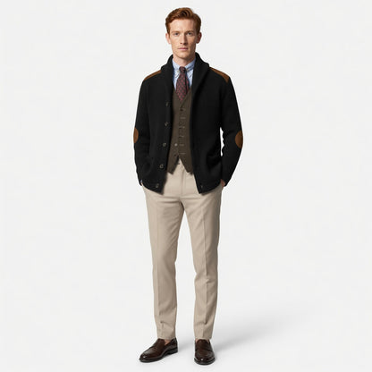 RUDRIK Shawl Collar Suede Cardigan