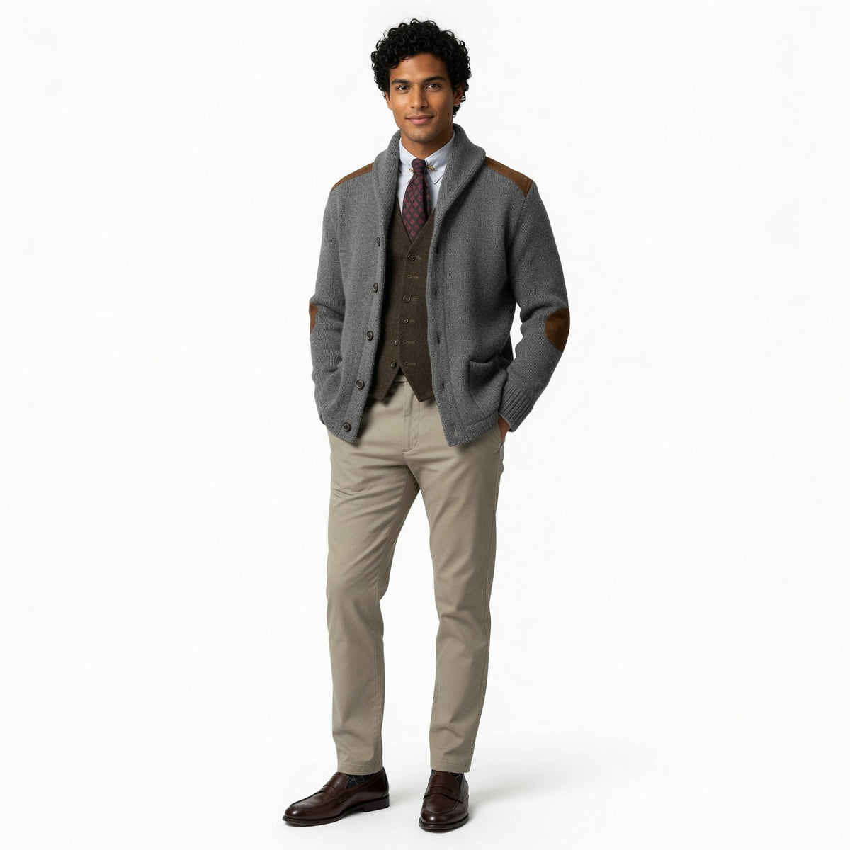 RUDRIK Shawl Collar Suede Cardigan