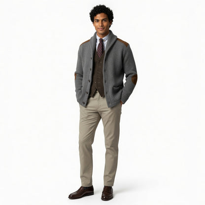 RUDRIK Shawl Collar Suede Cardigan