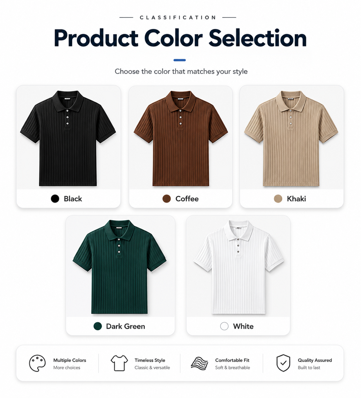 RUMIN Striped Knit Casual Polo