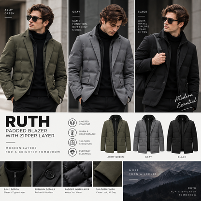 RUTH Padded Blazer with Zipper Layer