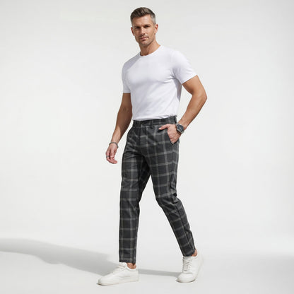 TOTA Men Slim-fit Plaid Trousers