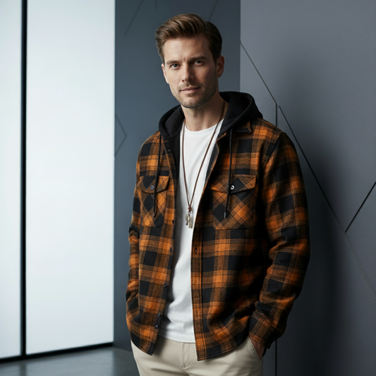 Arvento Cozy Hooded Flannel Shirt
