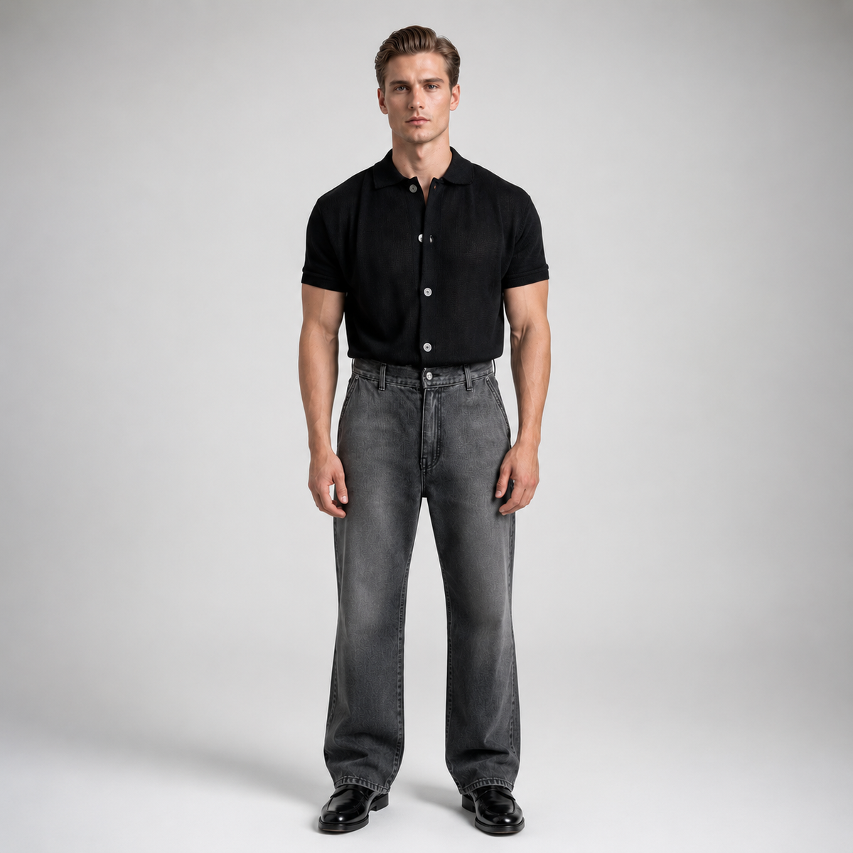 WESLEY Premium Full-Button Knit Polo