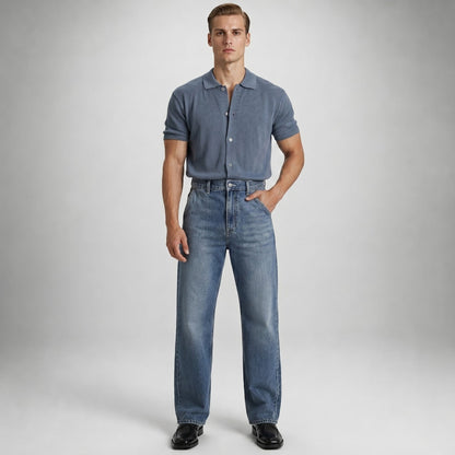WESLEY Premium Full-Button Knit Polo
