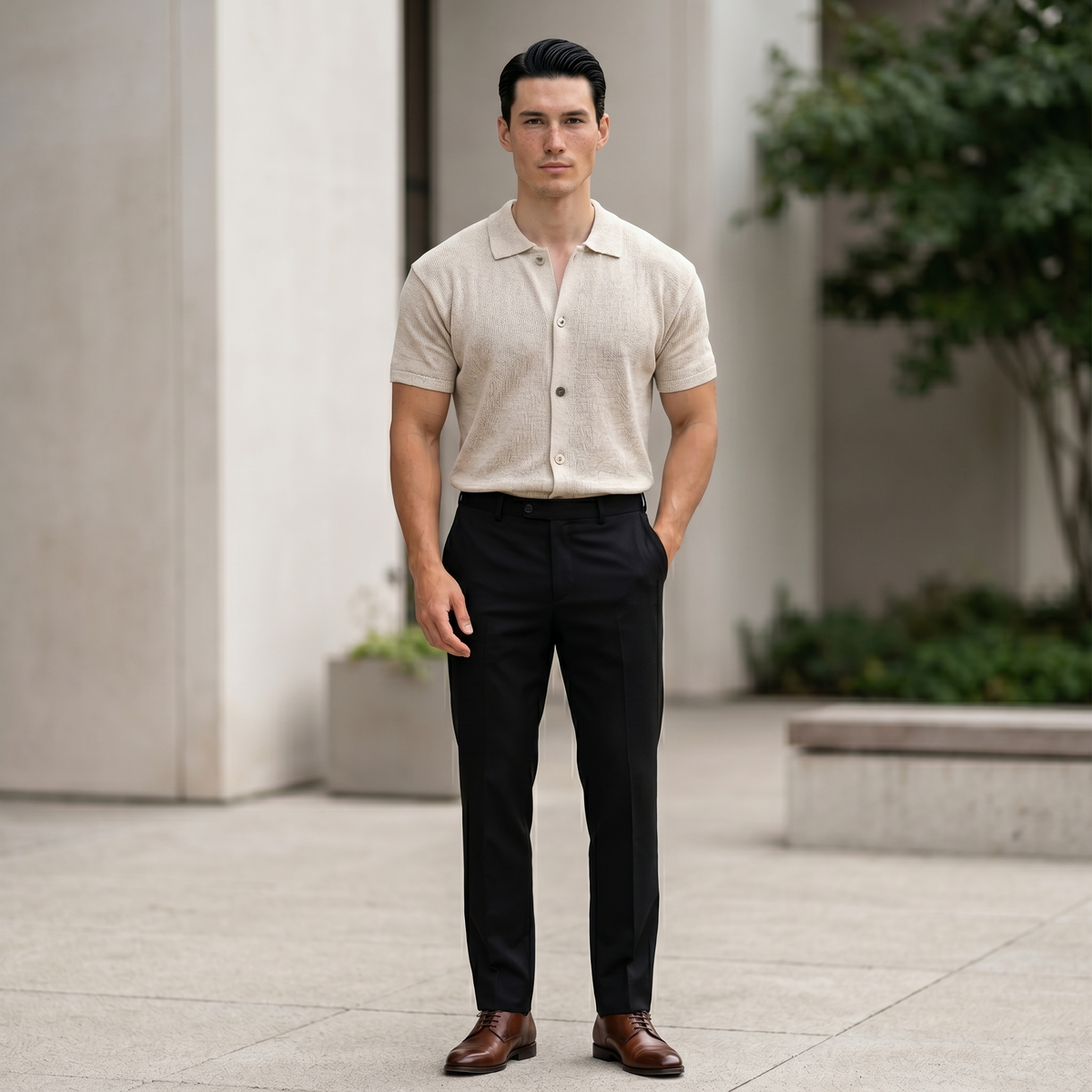 WESLEY Premium Full-Button Knit Polo