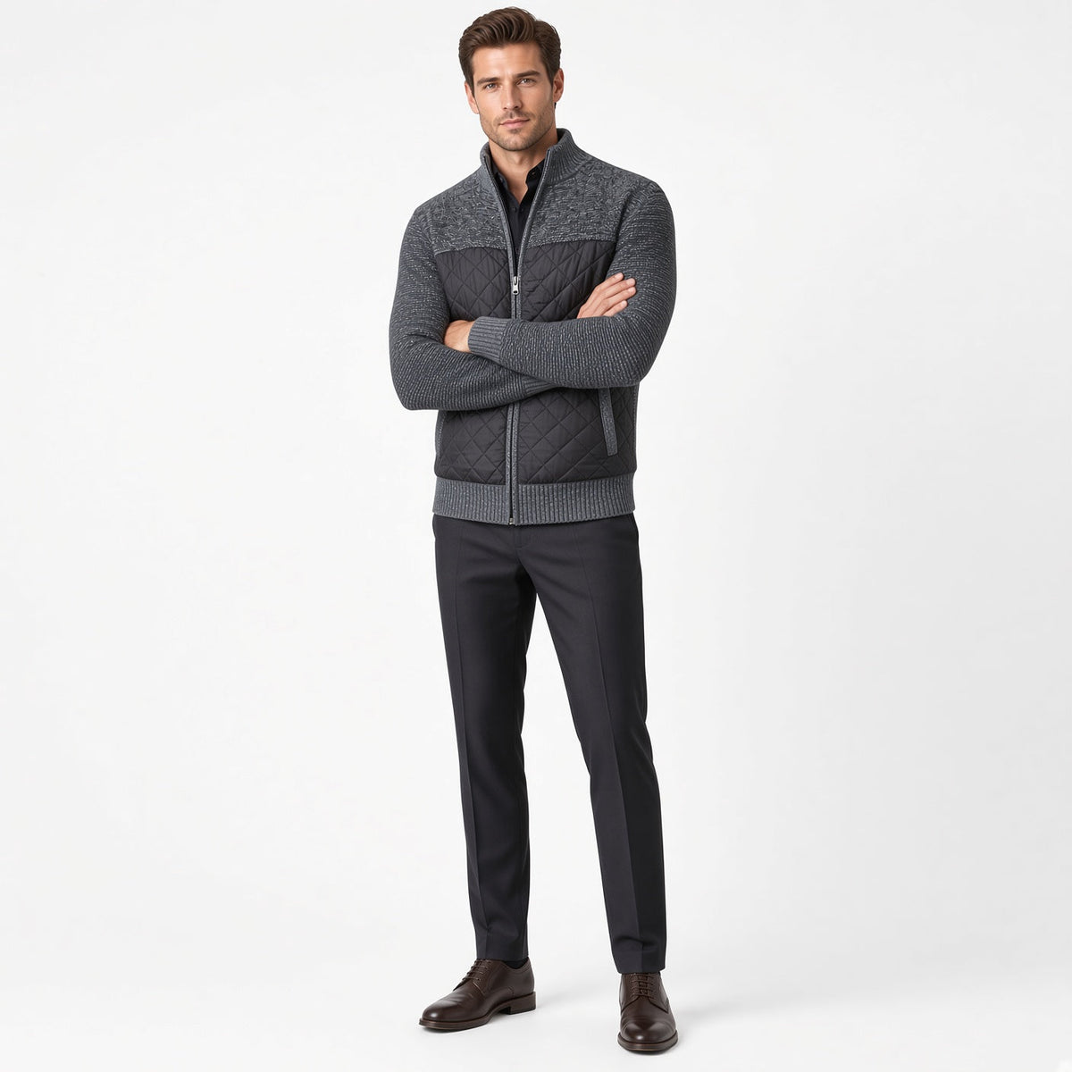 ZACH Quilted Retro Zipper Sweater