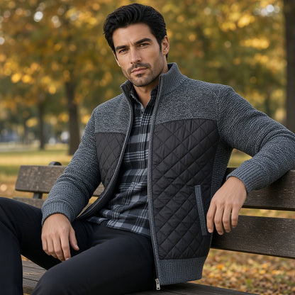 ZACH Quilted Retro Zipper Sweater
