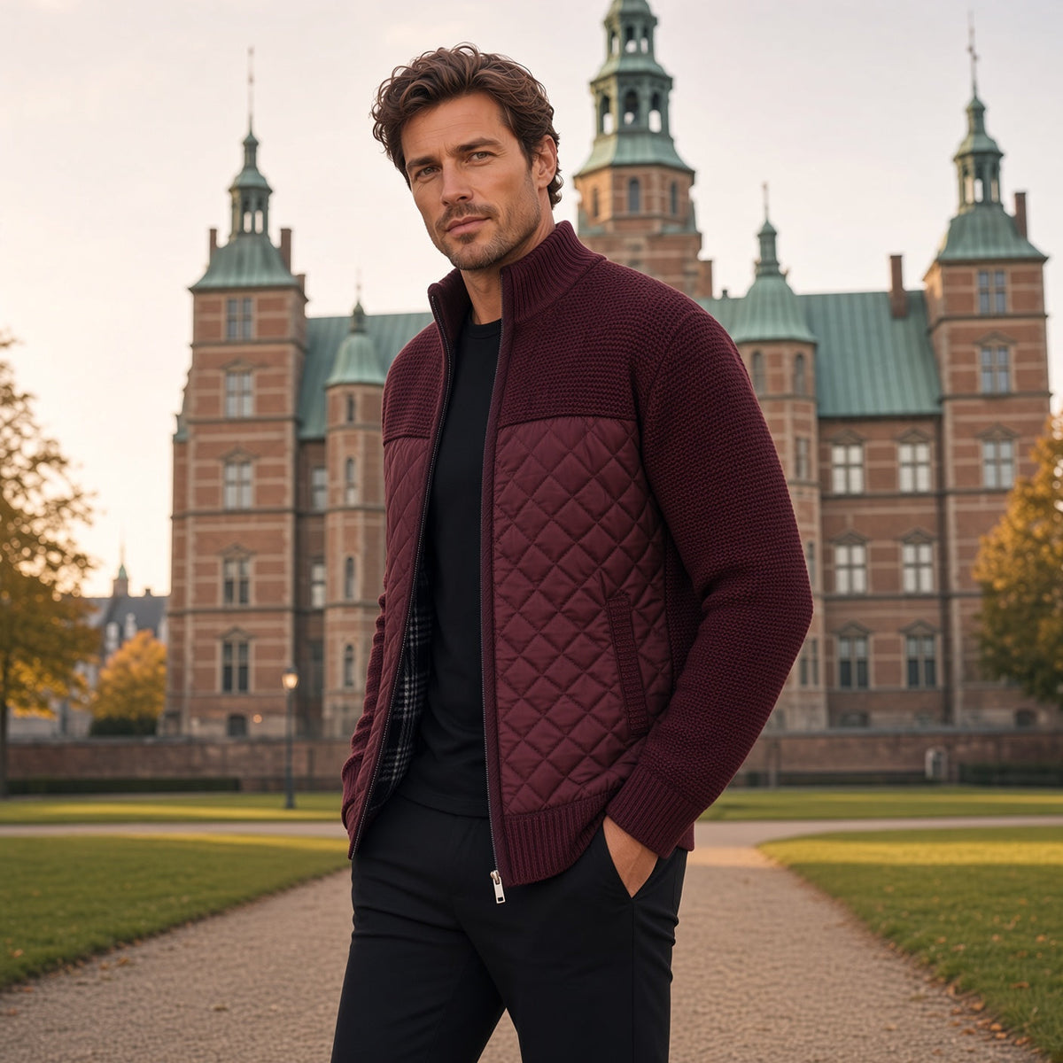 ZACH Quilted Retro Zipper Sweater