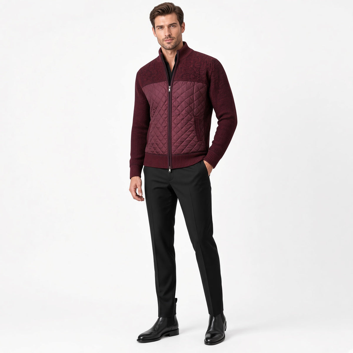 ZACH Quilted Retro Zipper Sweater