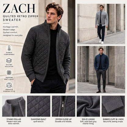 ZACH Quilted Retro Zipper Sweater