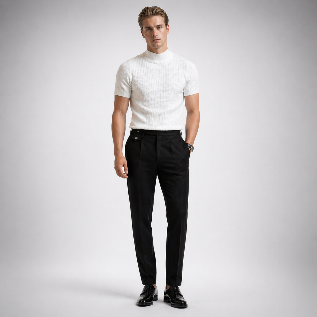 ZENO Premium Textured Mock Neck T-Shirt