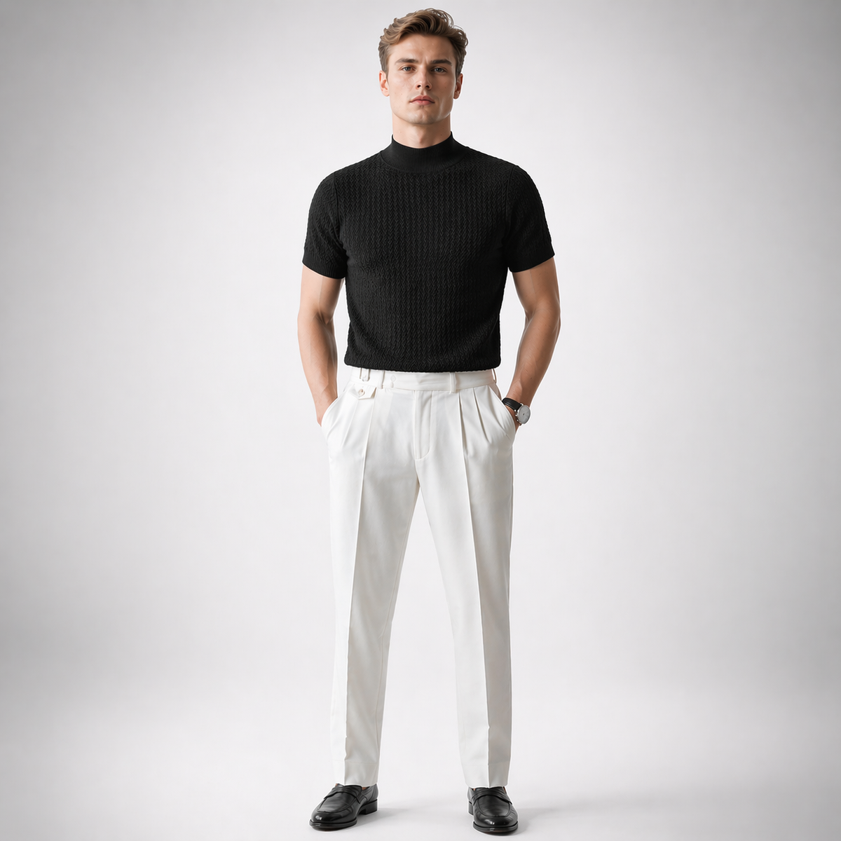 ZENO Premium Textured Mock Neck T-Shirt